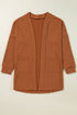 Textured Knit Side Pockets Open Front Cardigan